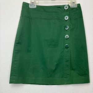 Talbots Green Mini A-line Skirt with Button Detail academia cute runs big